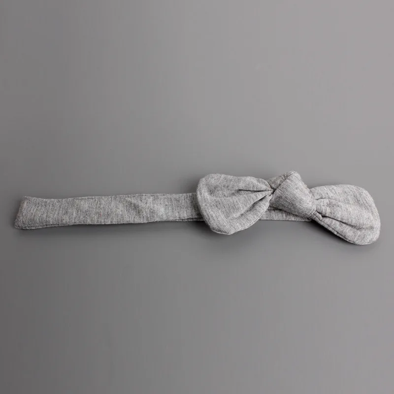 Новый Зимний хлопковый милый чистый серый бант с ушками кролика для детей