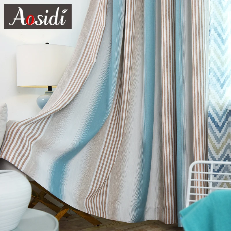 Lake Blue AOSIDI, цветные полосатые шторы для гостиной, окна, современные затемненные цветные шторы для спальни, окрашенная пряжа, плотные драпы - Цвет: Lake Blue