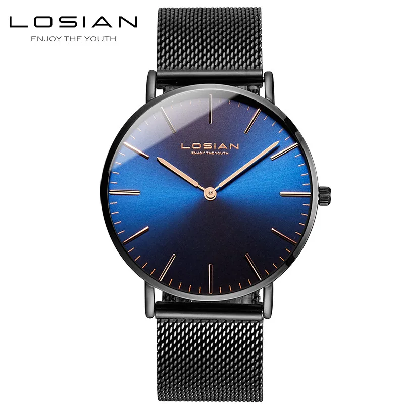 black blue Мужские часы Relogio, водонепроницаемые, Роскошные, брендовые, розовые, черные часы mmen marque de роскошные, relogio masculino reloj Marca Hombre de lujo - Цвет: black blue