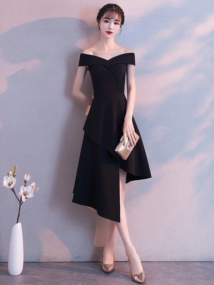 Женское Асимметричное Платье До Колена белое или черное элегантное