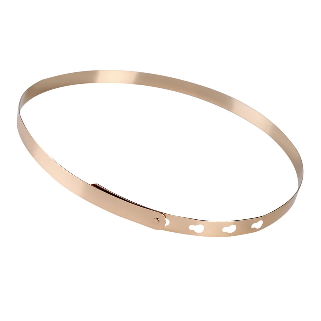 Gold 76 x 2 cm Модный женский металлический пояс с регулируемой талией металлический тонкий золотой серебряный зеркальный ремень для платья пальто - Цвет: Gold 76 x 2 cm