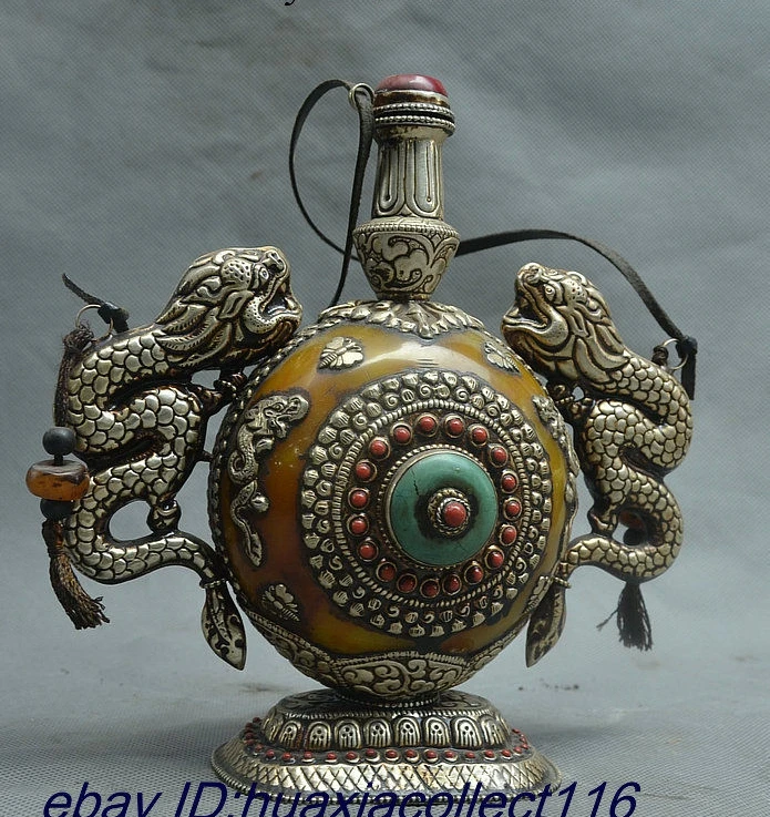 Редкий китайский Тибетский буддистский пчелиный воск инкрустация серебряный