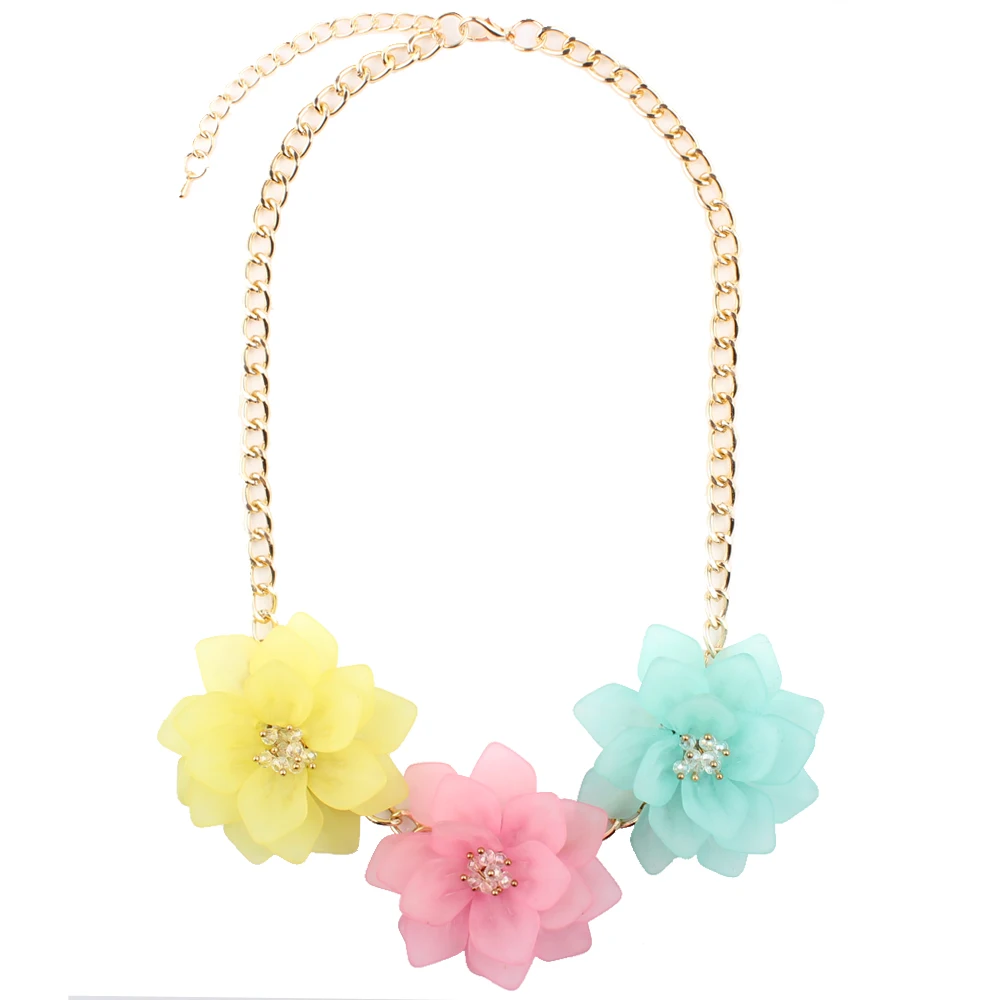 Клэр Цзинь большое ожерелье с тремя цветами для женщин ювелирные изделия модное колье пляжное летнее ожерелье аксессуары, 21 цвет
