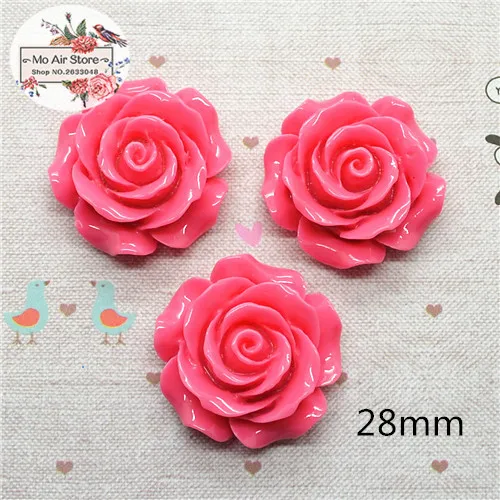 hot pink 10 шт 28 мм смешанные цвета цветок камелии смолы flatback Кабошон DIY Ювелирные изделия/телефон украшения без отверстия - Цвет: hot pink
