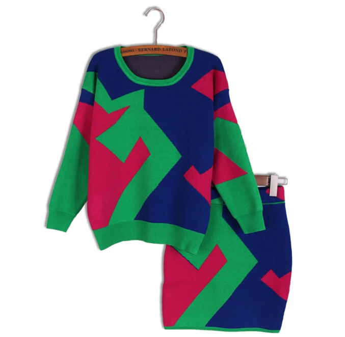 Элегантный Европейский женский комплект одежды из 2 предметов геометрический