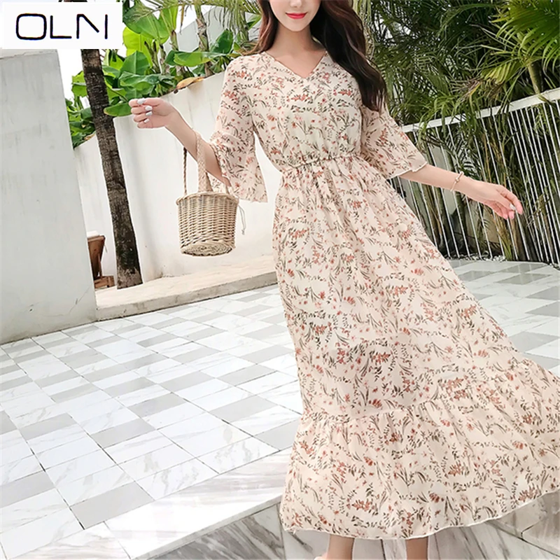 Платье OLN Новое корейское Vestidos поступление Высокое качество Ретро нежный ветер
