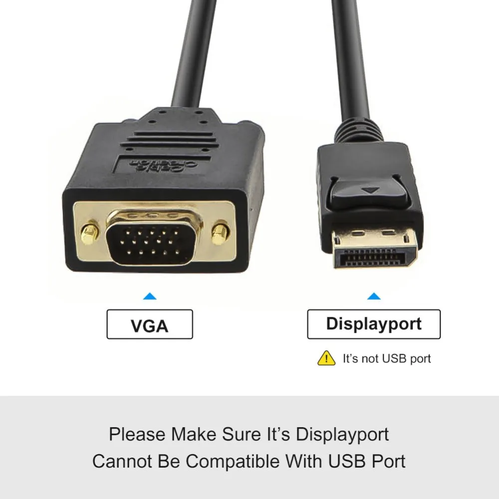 DP VGA кабель 6 футов Displayport позолоченный стандартный папа Мужской кабель| |