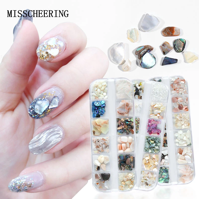 

1Box Mixed Natural Sea-shell Slices Irregular Gradient Crushed Flakes Stone 3D Nail Art Decorations Manicure Design Accessories