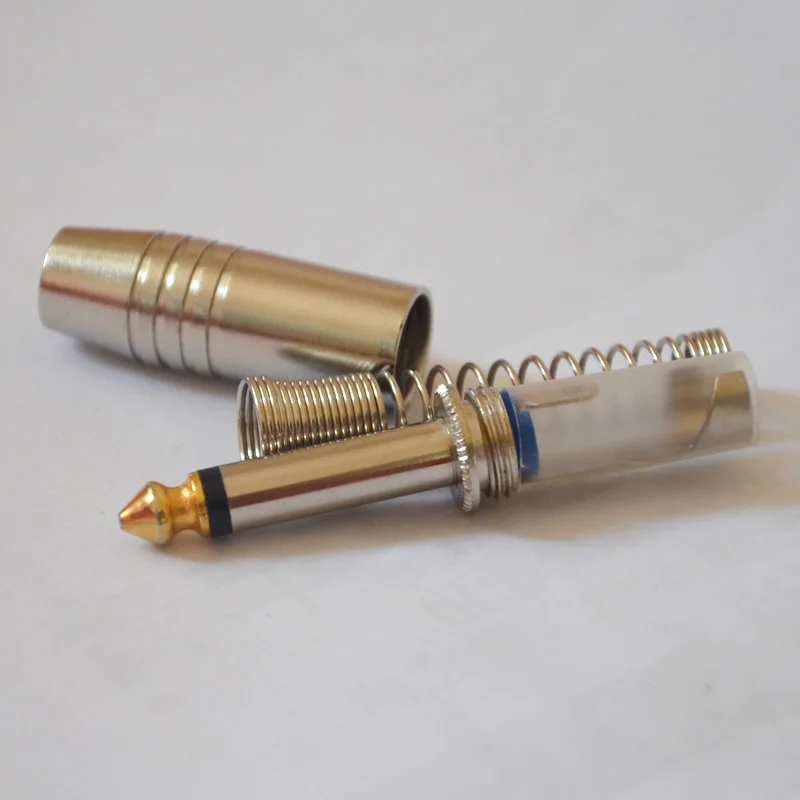 Silver Stereo 6.5mm 1/4'' jack plug 6.35mm wire Connector for amplifier microphone male plugs adapter Soldering |