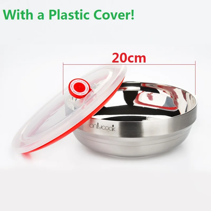 20cmPlasticCover 1 шт Анти-обжигание анти-падение углубление современная мода SUS 304 нержавеющая сталь чаша экологически чистый дом отражающая изоляция - Цвет: 20cmPlasticCover