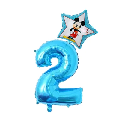 blue 2 32 дюйма розовый и голубой номер рисунок Фольга надувные шары Mickey воздушный шар "Минни" 1 2 3 4 5 6 7 8 9 лет Одежда для мальчиков и девочек День рождения украшения - Цвет: blue 2