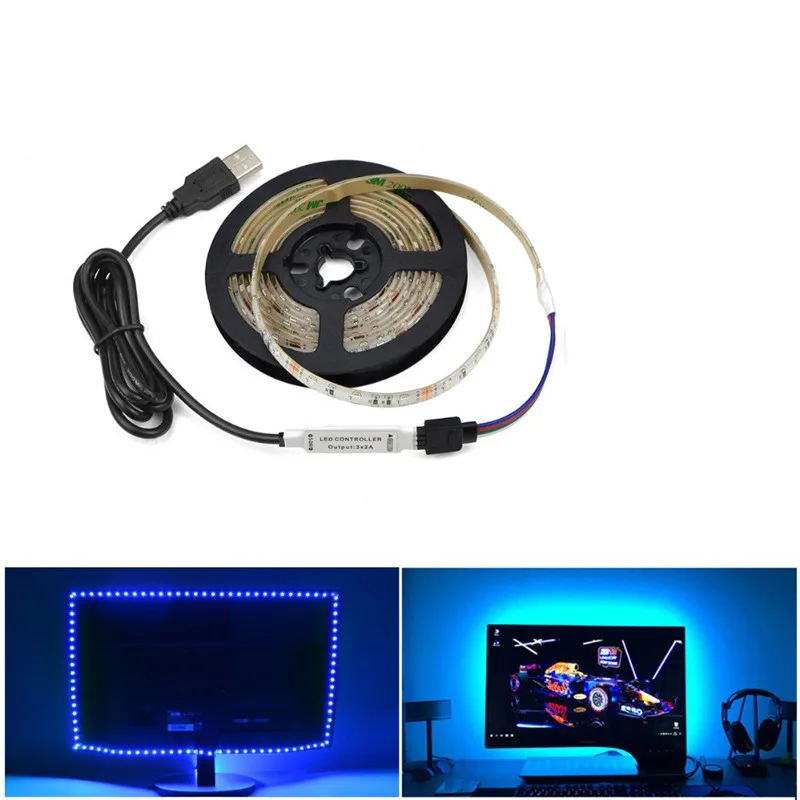 USB Светодиодная лента 5050 RGB водонепроницаемый SMD DC5V гибкая светодиодная 1 м 2 ТВ