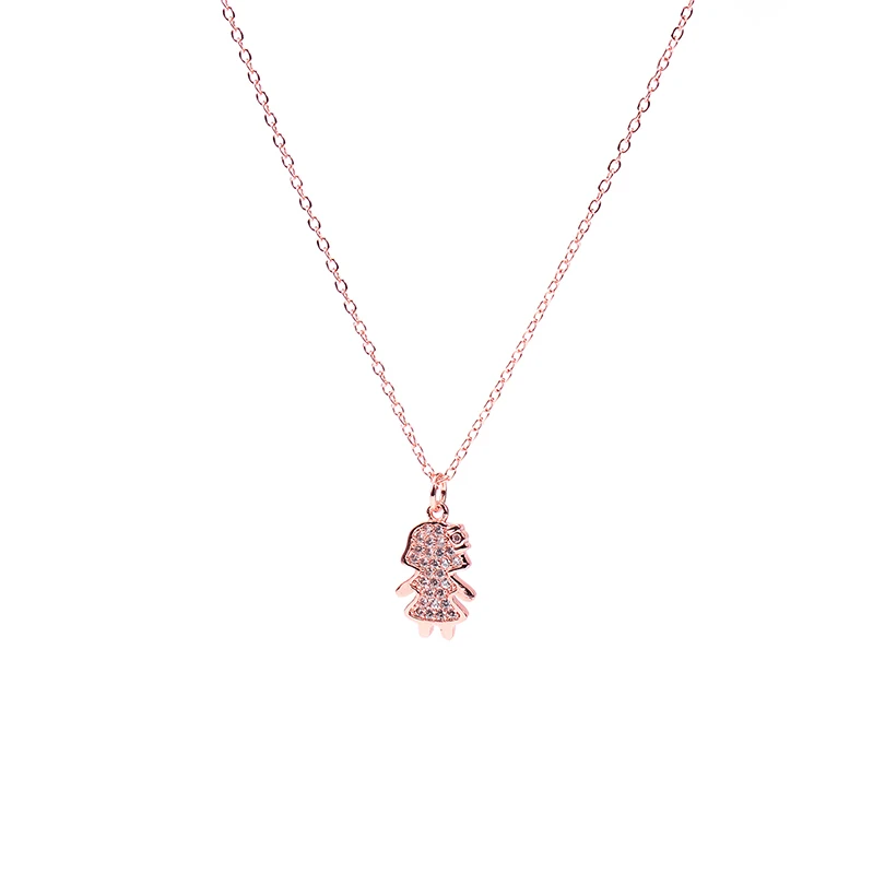 girl rose gold Pipitree романтические мальчики и девочки влюбленные кулон ожерелье для женщин Мужчины медный кубический цирконий Пара Ожерелье s ювелирные изделия подарок - Окраска металла: girl rose gold
