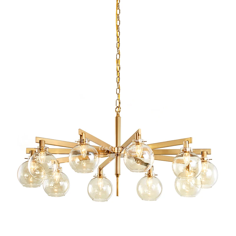 Современный Креативный металлический стеклянный шар дизайн для виллы комнаты Led