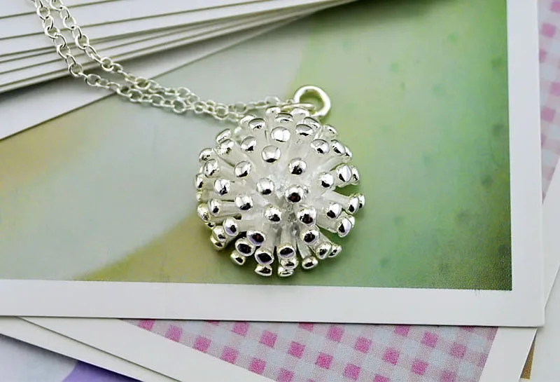 Женская цепочка из серебра 925 пробы с подвеской в виде одуванчика|designer jewelry|jewelry