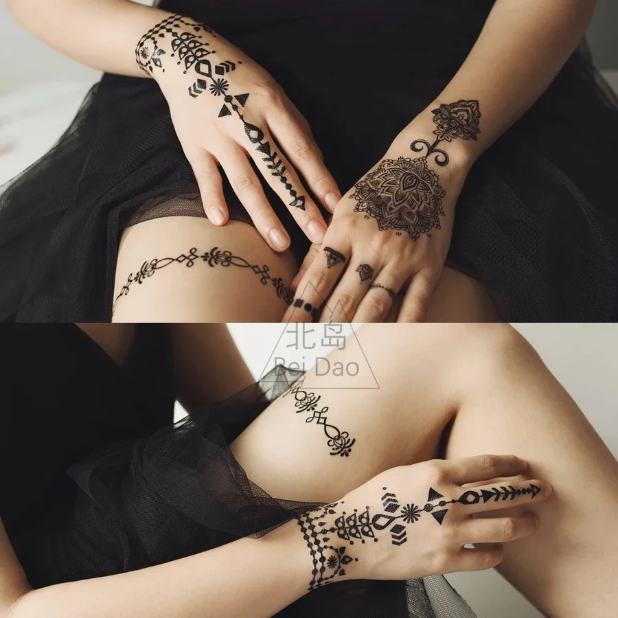 Кружевные временные тату-наклейки Krasivyy 2018 черные кружевные ювелирные изделия