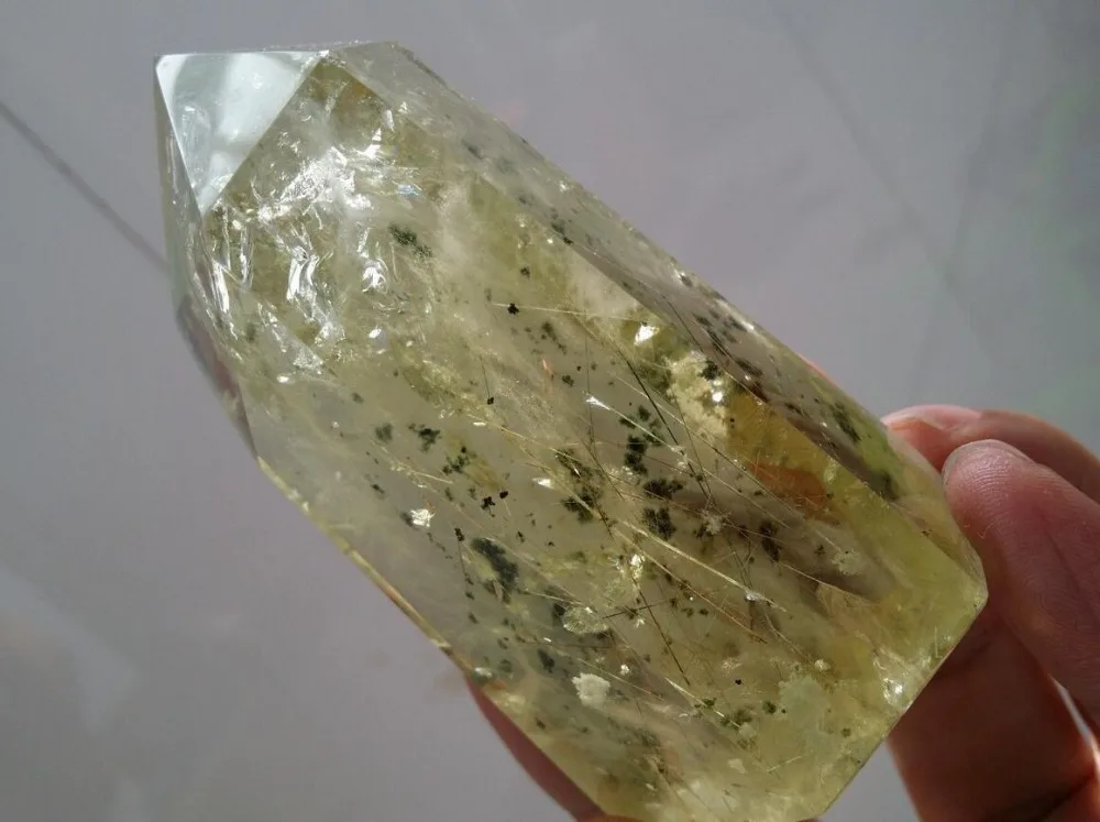 191 г натуральный цитрин кварцевый кристалл зеленый призрак + средство для