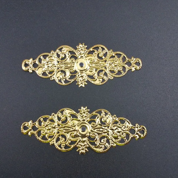 gold 23x62mm 20pcs 10-20 шт./партия ложечки металлические филигранные цветы срез амулеты База Установка ювелирных изделий DIY компоненты - Цвет: gold 23x62mm 20pcs