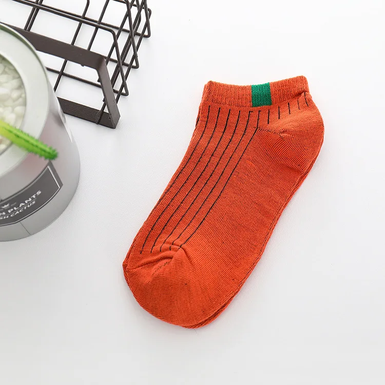 Orange Socks Мужские носки, тапочки для женщин, мужчин, студентов, девочек, удобные полосатые хлопковые спортивные носки, короткие мужские носки, женские новые - Цвет: Orange Socks
