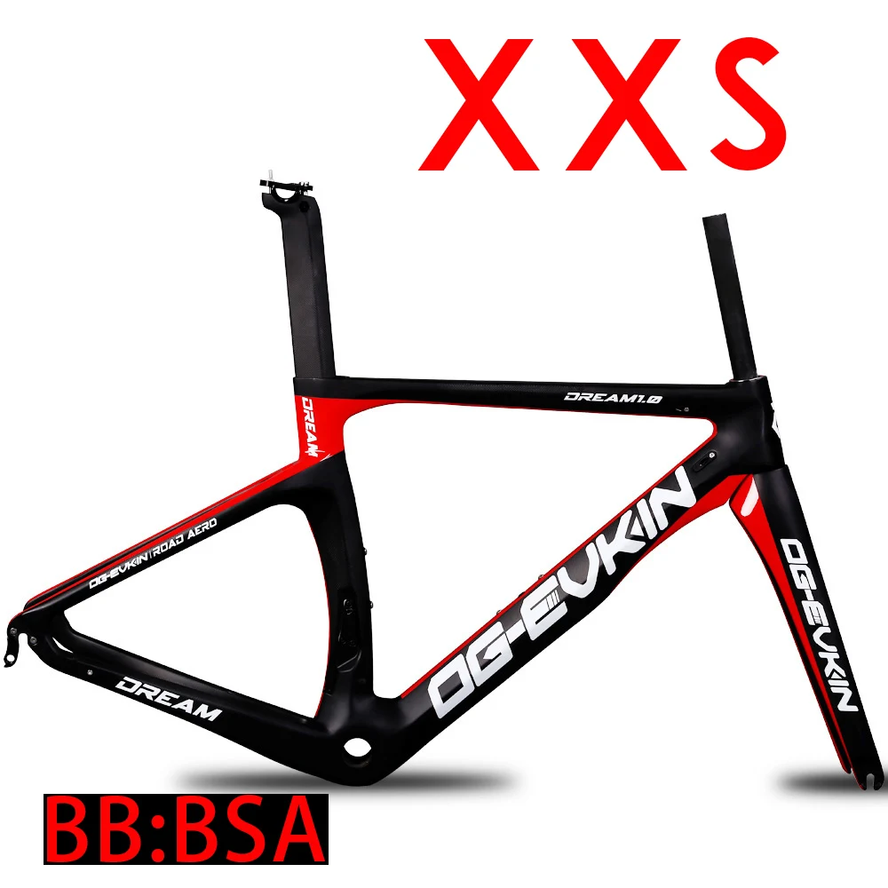 XXS Red BSA Matte OG-EVKIN CF-024 углеродистая рама для дорожного велосипеда Di2& Mechanical 700C Aero карбоновая рама для дорожного велосипеда велосипедная рама вилка+ подседельный штырь+ гарнитура - Цвет: XXS Red BSA Matte