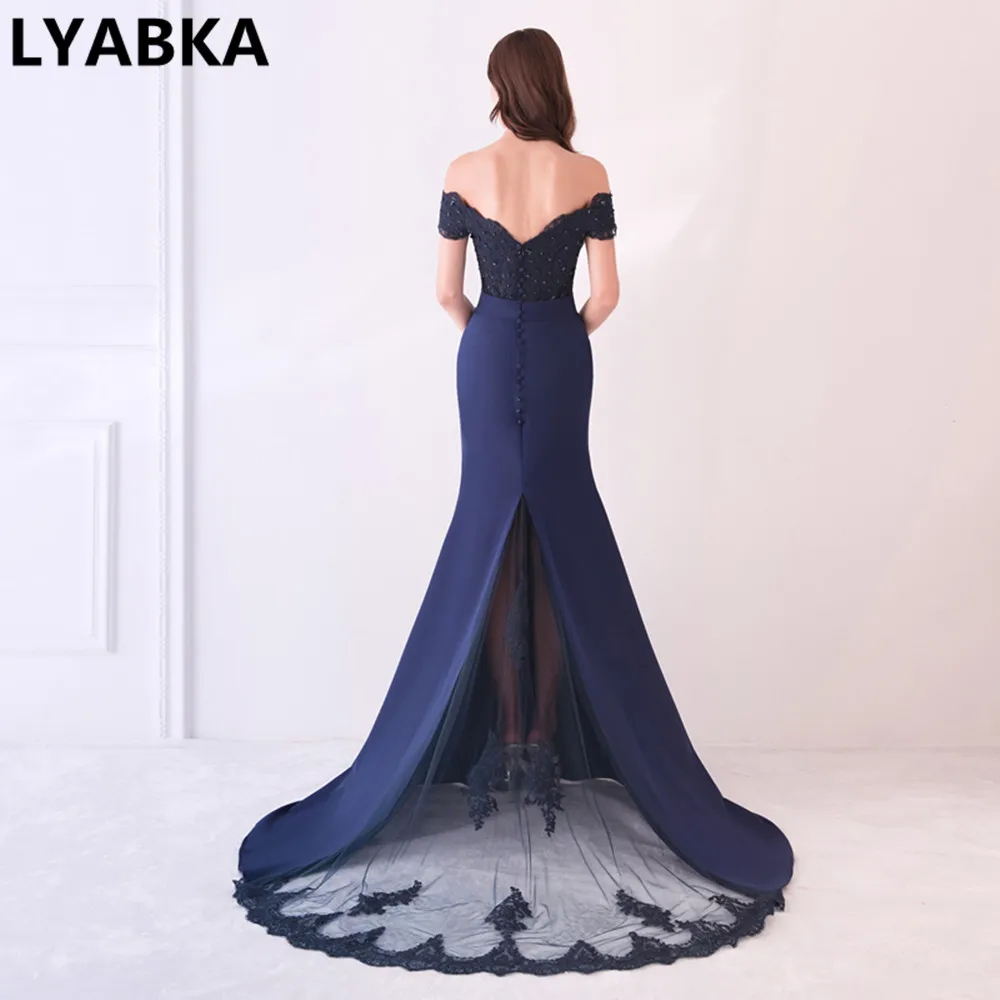 Robe De Soiree, длинное вечернее платье русалки, темно-синие, вечерние, элегантные, vestido de festa, длинное платье на выпускной,, вечерние платья с бисером
