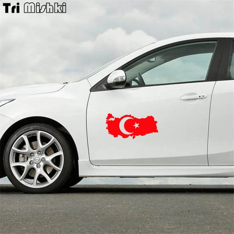 Tri Mishki HZX319 #20*10 40*20 см Турция карта и флаг автомобилей стикеры Авто Смешные