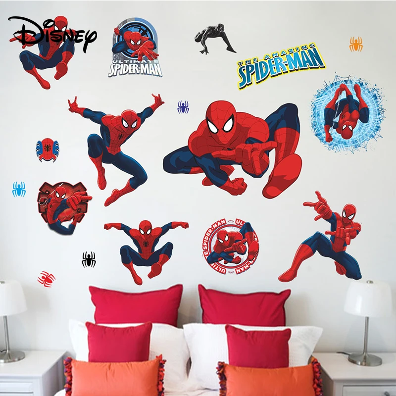 Disney Spiderman Living Room Background Sticker Kids Bedroom Wall Decorative Waterproof Removable | Игрушки и хобби