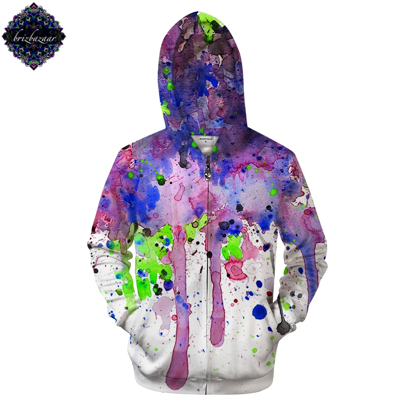

CoolWatercolor By Brizbazaar Art Zip Hoodies Sweatshirts Men Tracksuits Zipper Hoody Streetwear Coat 3d Print Pullover Drop Ship