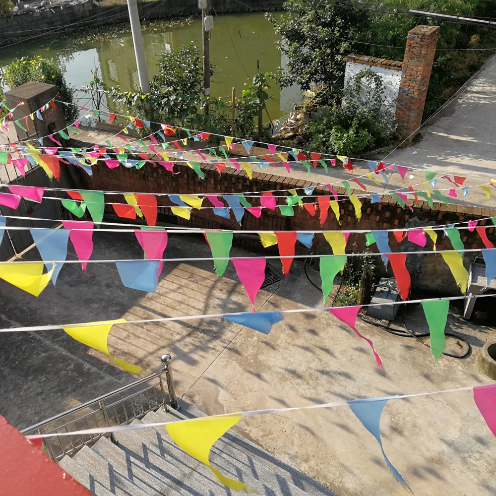 10 Piece 70 Meter Beautiful Triangular Flag Banners For Outdoor Wedding Baby Shower Birthday Party Decoration Bunting | Дом и сад