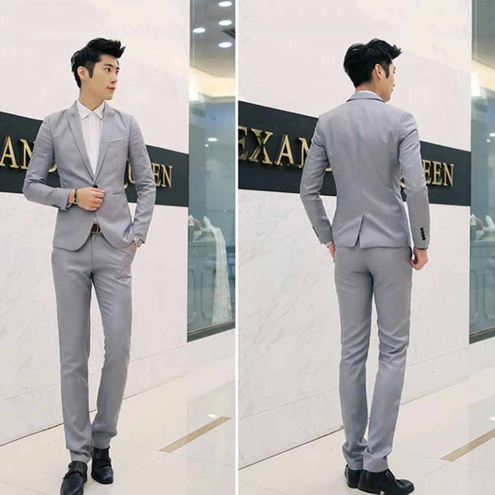 Fashion One Button Brand Blazer British'S Style Casual Slim Fit Suit Jacket Male Blazers Men Coat Terno Masculino Plus Size | Мужская