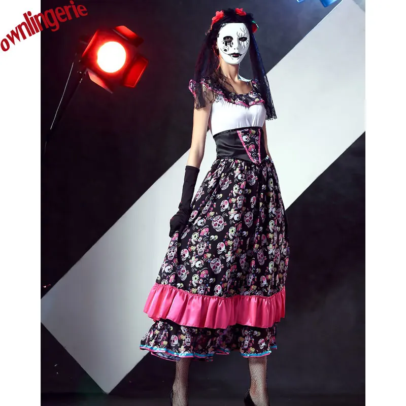 Женский костюм для взрослых вампира черепа зомби невеста deguisment Хэллоуин