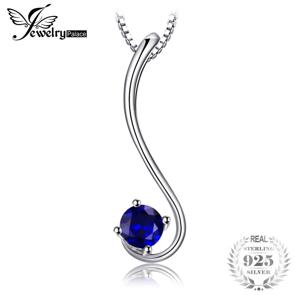 Jewelrypalace Simple 0.6ct Created Blue Sapphire Solitaire Women Pendants 925 Sterling Silver Fine Jewelry Not Include the Chain | Украшения