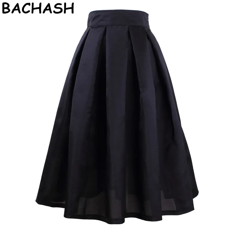 Женская льняная бальная юбка BACHASH черная винтажная Юбка До Колена с поясом на