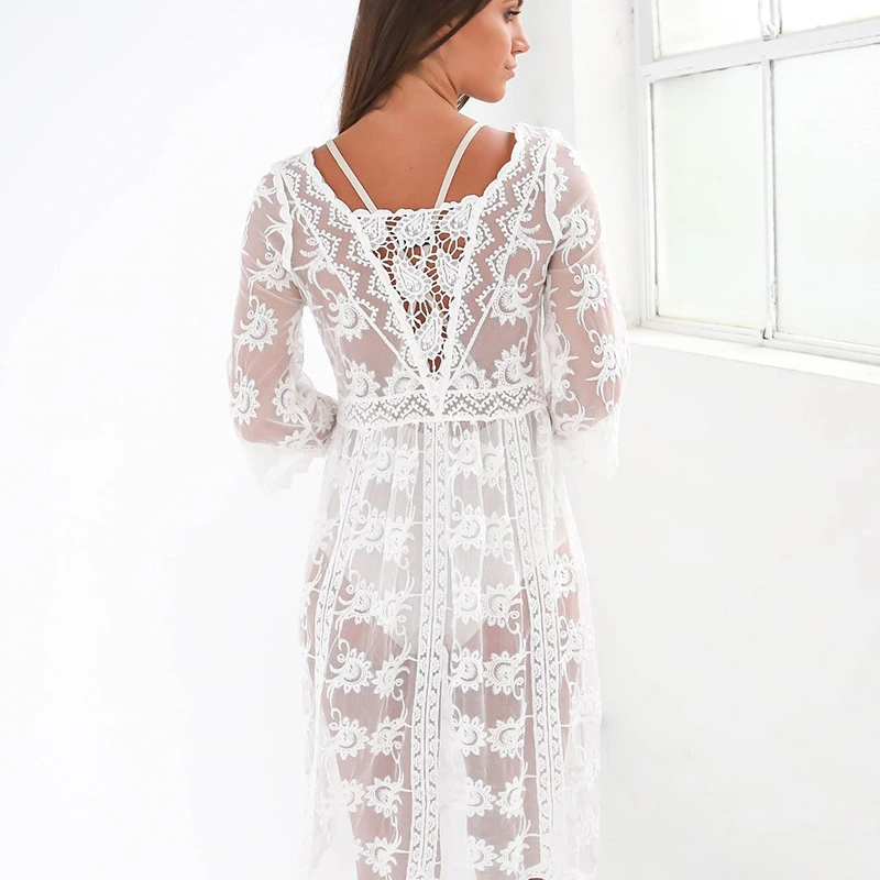 Сексуальная кружевная пляжная одежда женская накидка шифоновые вязаные