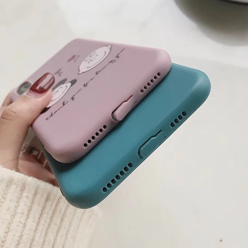 WOTP Couple Cute Cartoon Love Heart INS Soft TPU Phone Case For iPhone XR X XS Max iphone 7 6 6S 8 Plus Back Cover |