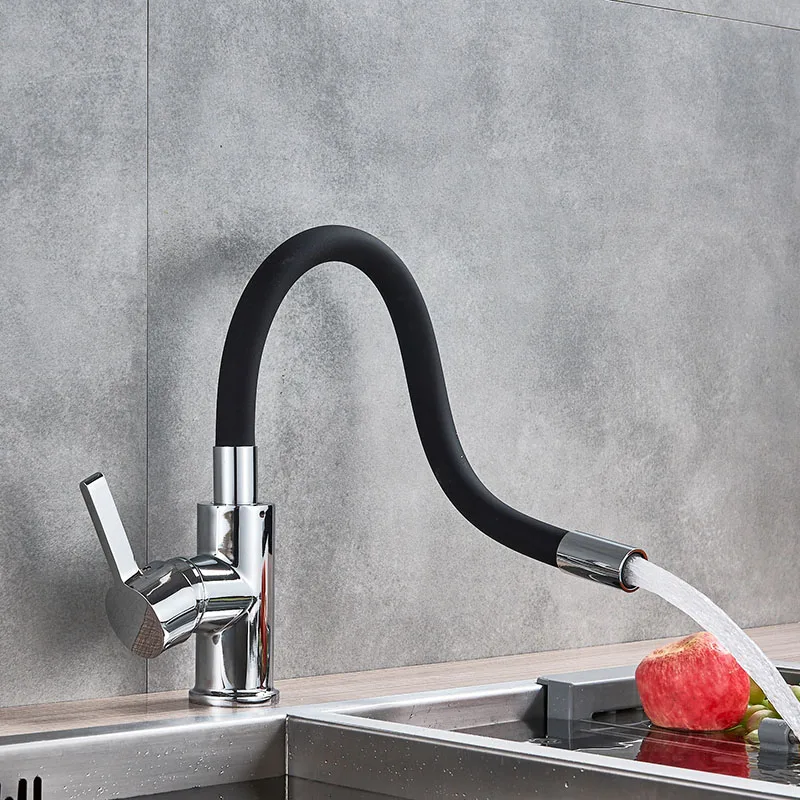 Green Black Pipe Kitchen Faucets Hot And Cold Water Faucets Chrome Basin Sink Tap Mixers Kitchen Faucet Deck Mounted