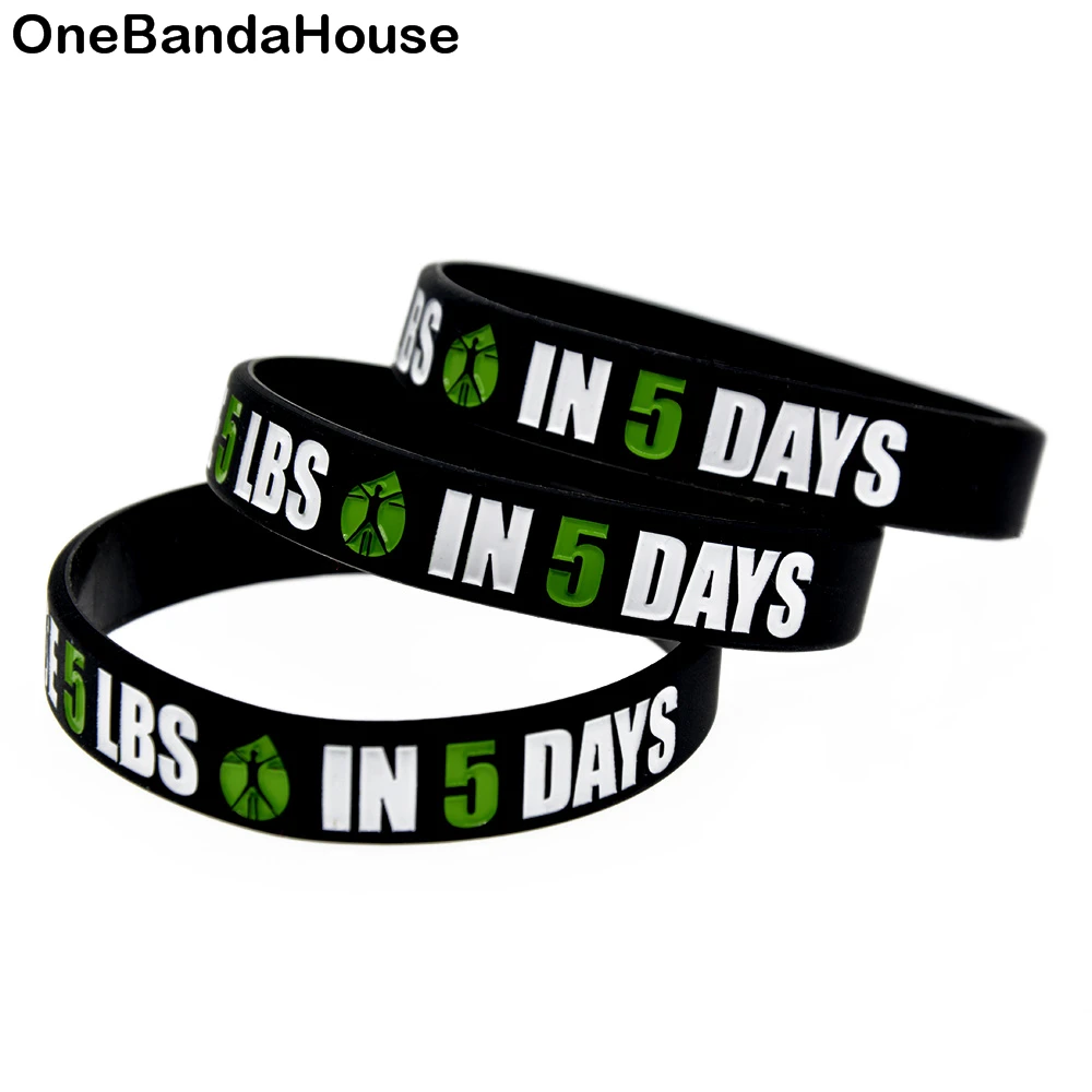 

OBH 50PCS Lose 5 LBS in 5 Days Silicone Rubber Motivational Bracelet Black