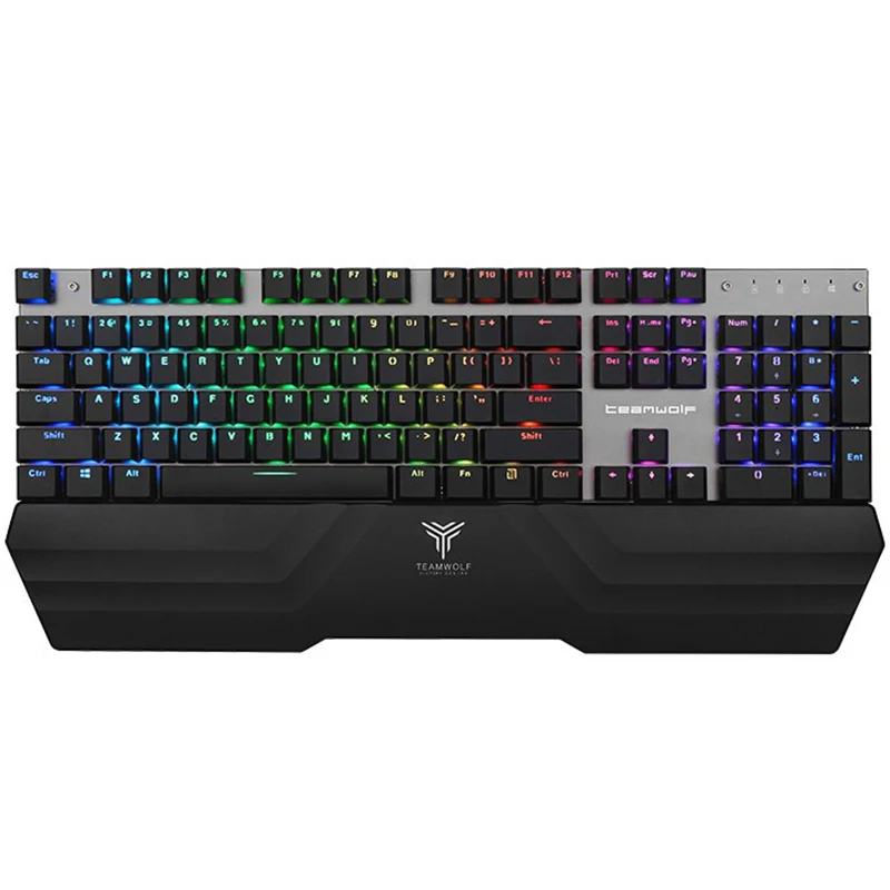 Беспроводная игровая Механическая светодиодная подсветка клавиатуры синий