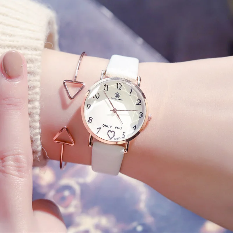 

Only you sweet woman's watch with hearts designer ladies fashion quartz wrist watches simple lovely female leather clock gifts