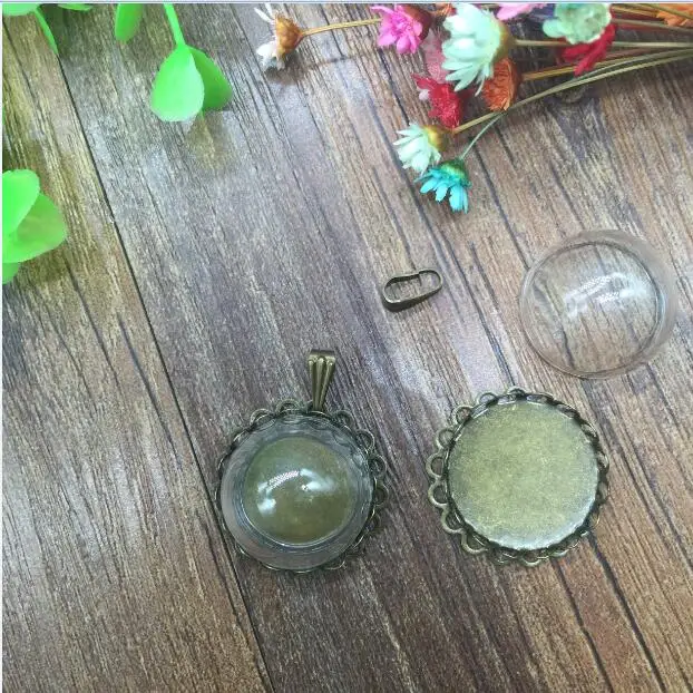 Набор стеклянных купольных подвесок бронзовая филигрань 50 компл./лот 15/20/25/30 мм |