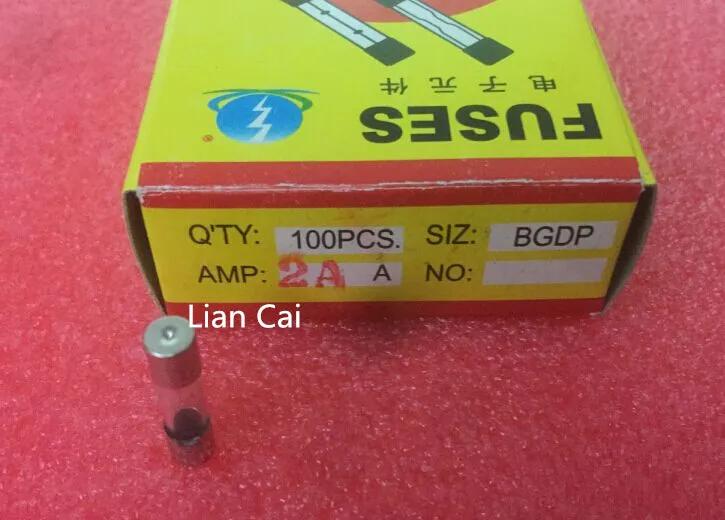 20 шт./лот быстродействующий стеклянный трубчатый предохранитель 5x20 мм 250 в 2 а