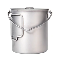 outdoor titanium alloy artisan titanium 750ml hanging pot outdoor camping cookware pot