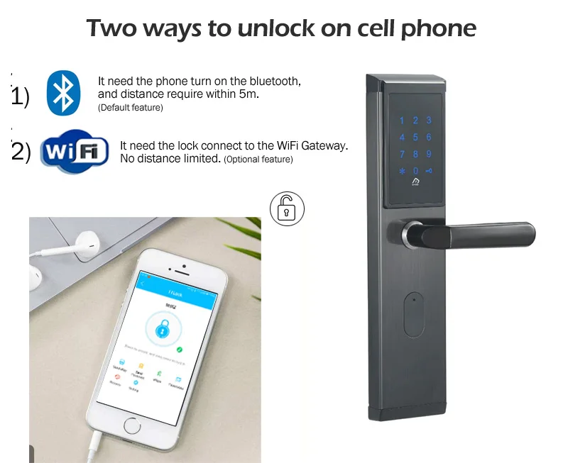 Умный телефон беспроводной дверной замок Bluetooth замок с сенсорным экраном клавиатура с паролем и скрытый считыватель карт IC
