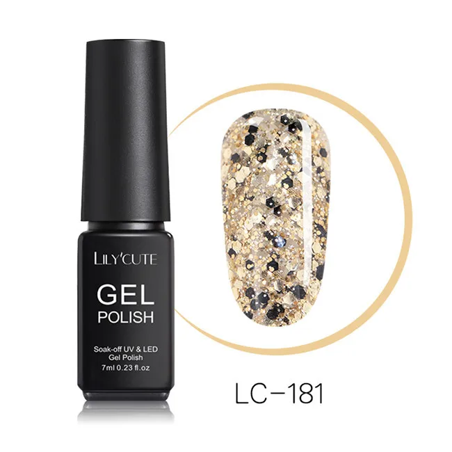 LC-181 LILYCUTE 7ml Nude Glitter Gel Nail Polish Shimmer Pink Purple Soak Off UV LED Gel Polish Varnish Nail Art Lacquer - Цвет: LC-181