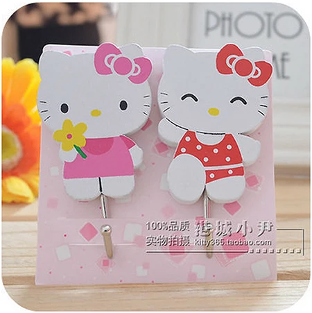 Kawaii Kitty Cat деревянный крючок настенный шкаф вешалка для дома. Дверные Крючки для кухни и ванной Органайзер для сумок одежды - Цвет: as pic