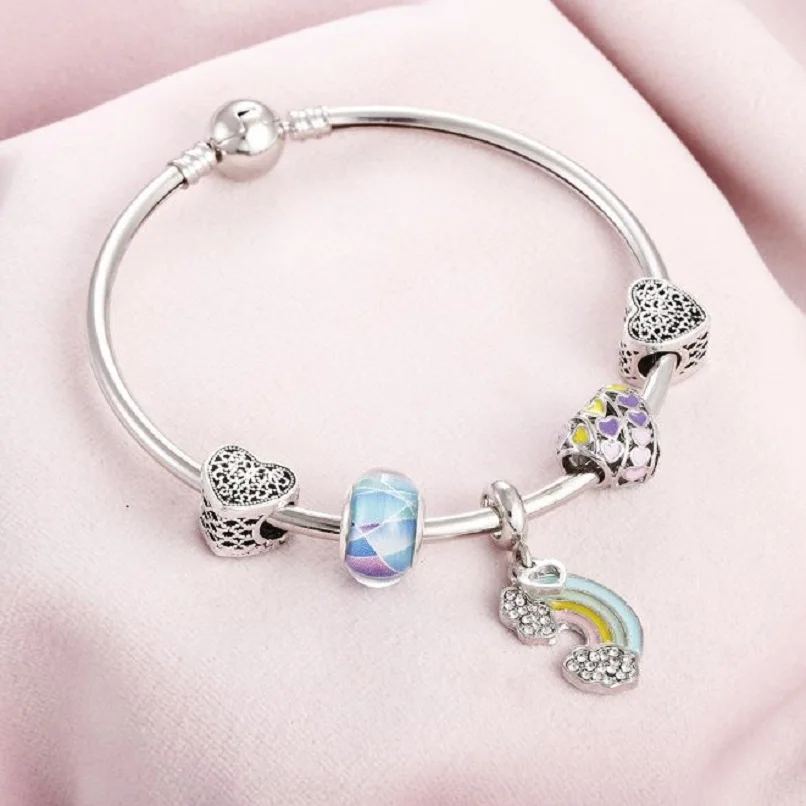 Изысканный креативный браслет diy модные ювелирные изделия синие стеклянные