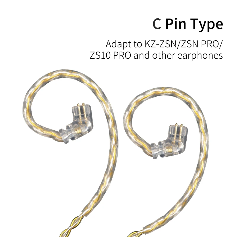 0.75mm C Pin Наушники KZ с золотым и серебряным смешанным покрытием кабель обновления 0,75 мм MMCX наушники провода для оригинальных ZSN ZS10 Pro AS10 AS06 ZST ES4 BA10 - Цвет: 0.75mm C Pin