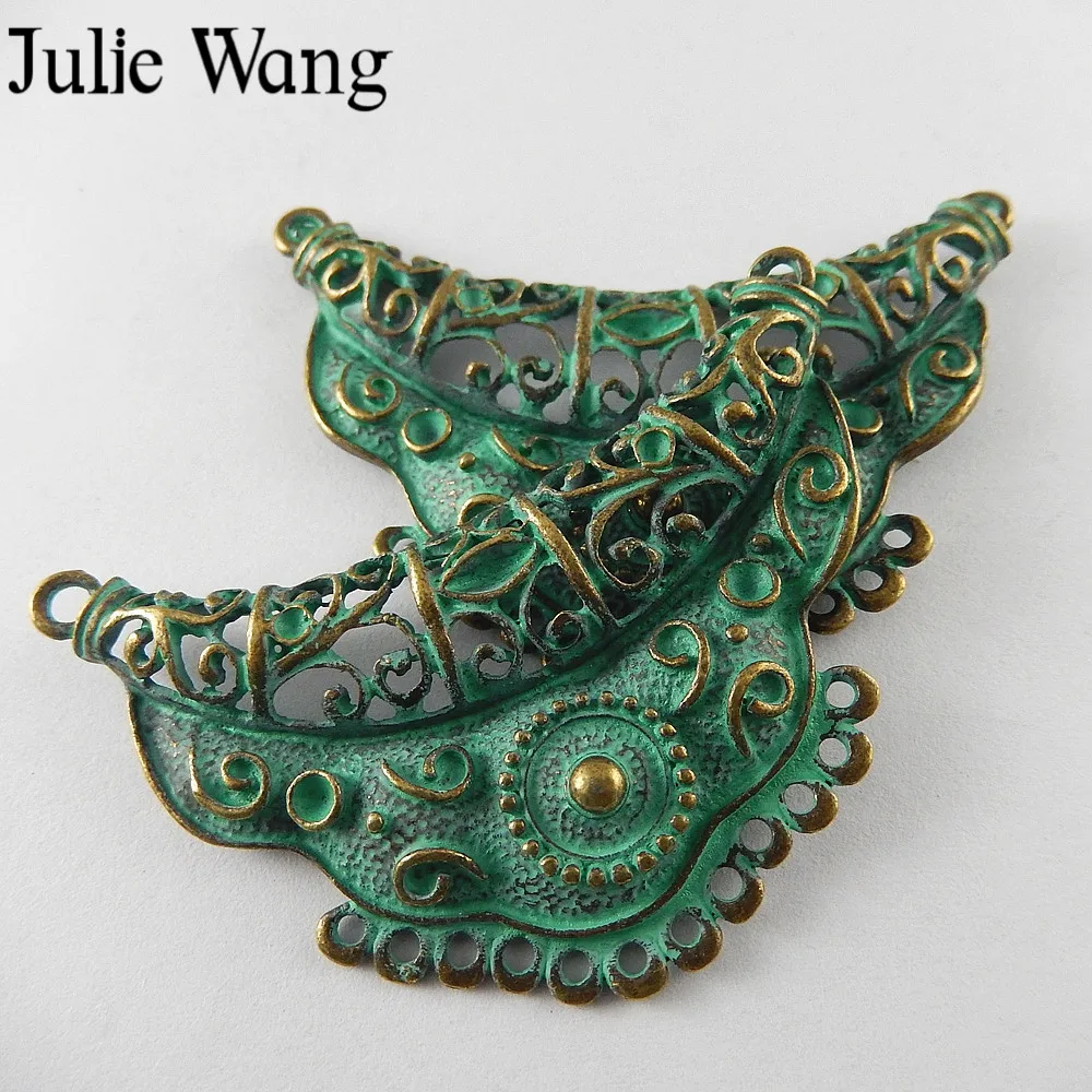 Julie Wang 5 шт. Античная зеленая винтажная Корона шармы соединитель ювелирные