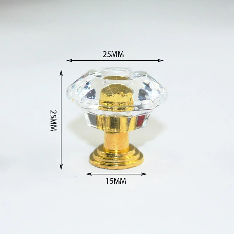 12 шт 25 мм кристалл Стекло акрил выдвижной ящик ручки шкафа и тянуть Diamond Форма