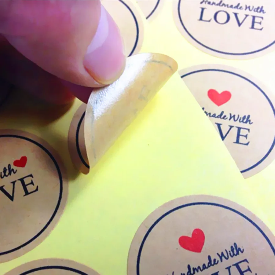 100 шт./лот кожаные круглые наклейки с надписью Love Red Heart для изделий ручной